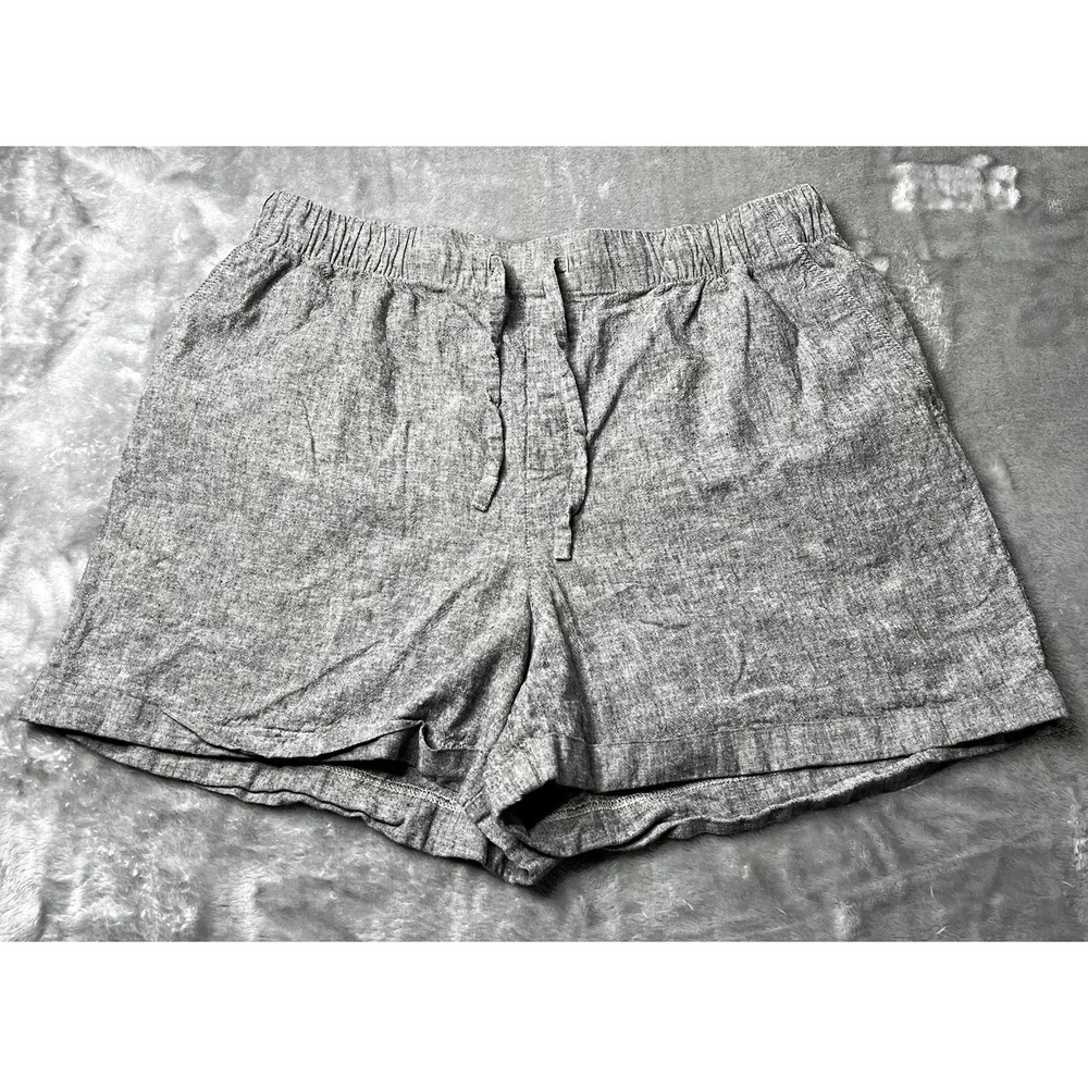 Uniqlo XL Linen Cotton High Waist Pleated Shorts Grey Summer Comfort Vacation